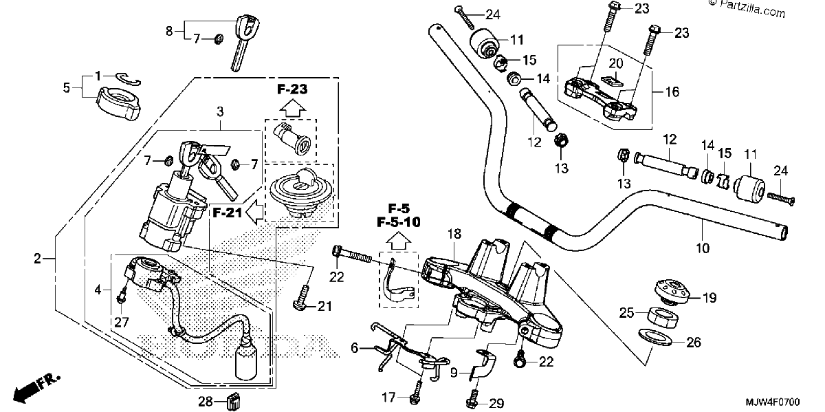 Diagrama de HANDLEBAR TOP BRIDGE