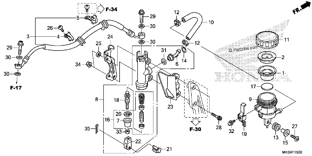 Diagrama de REAR BRAKE MASTER CYLINDER 1