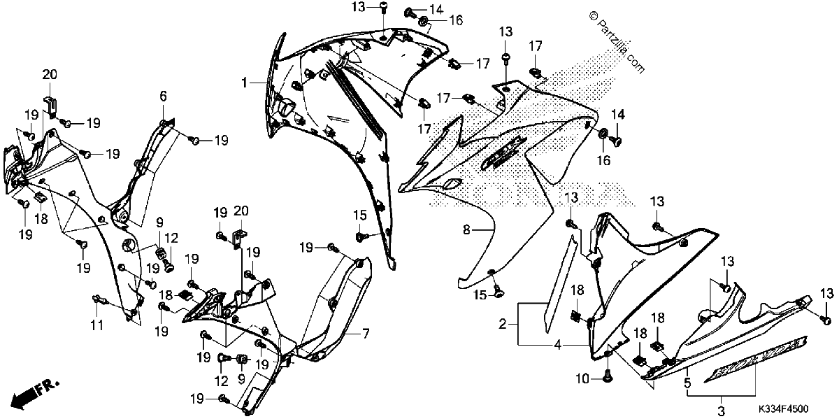 Diagrama de MIDDLE COWL UNDER COWL