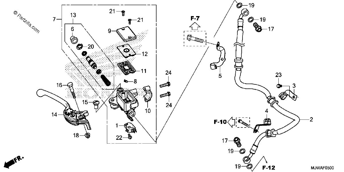 Diagrama de FRONT BRAKE MASTER CYLINDER CBR500R