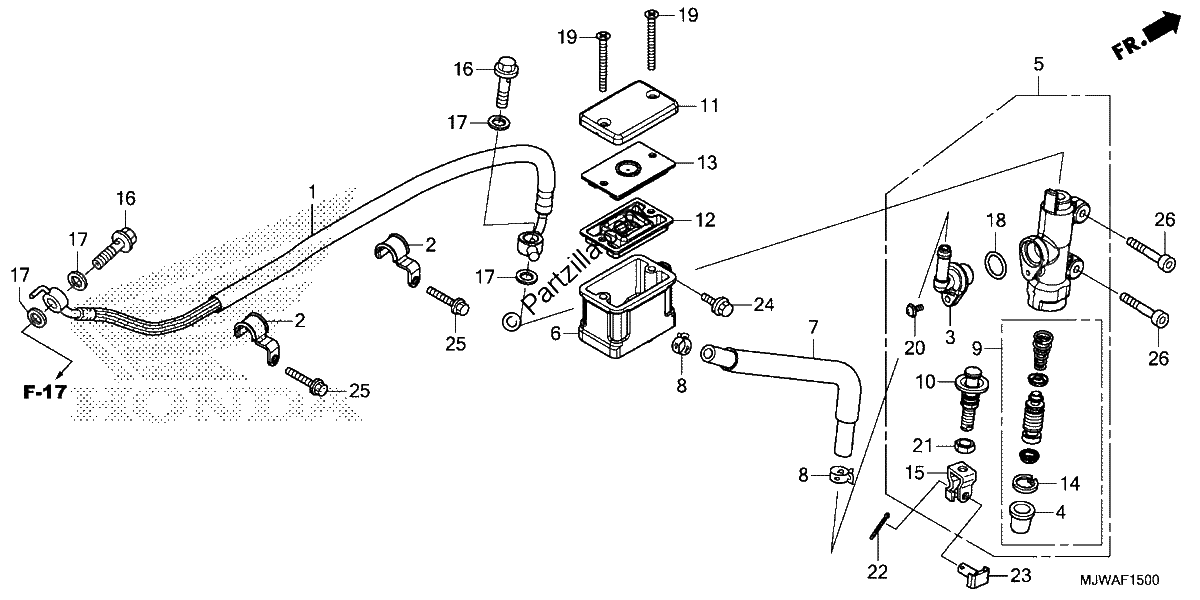 Diagrama de REAR BRAKE MASTER CYLINDER 1