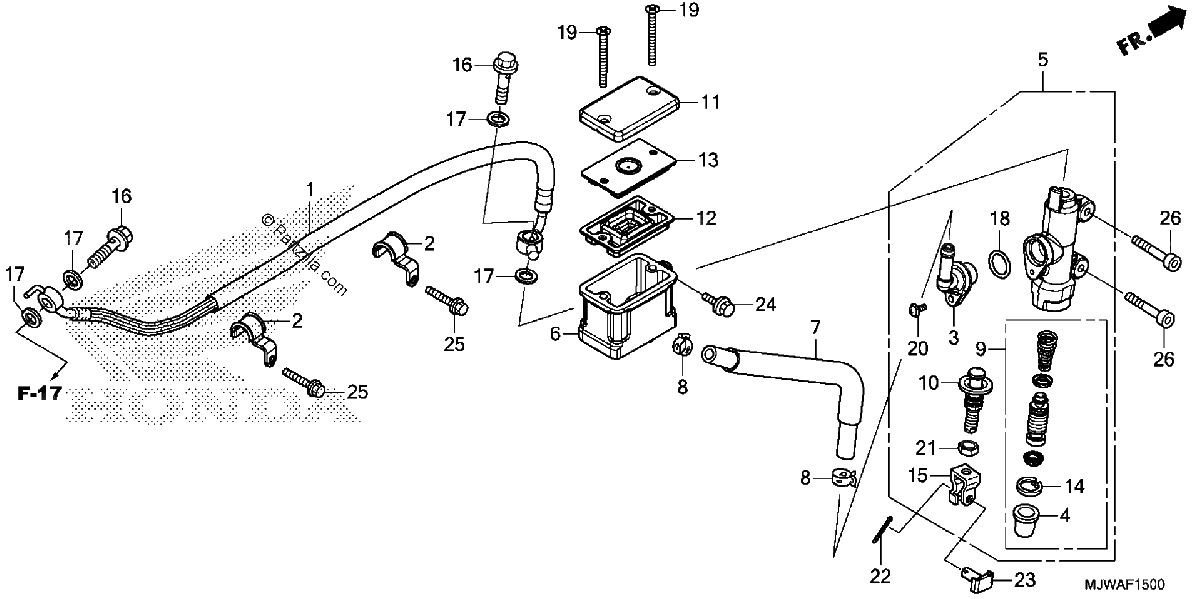 Diagrama de REAR BRAKE MASTER CYLINDER CBR500R