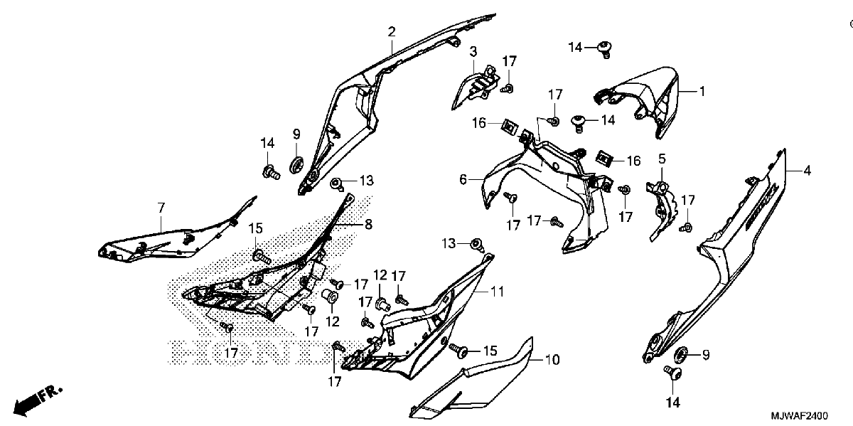 Diagrama de SIDE COVER REAR COWL