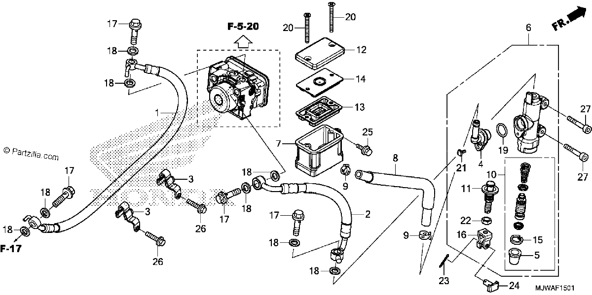 Diagrama de REAR BRAKE MASTER CYLINDER CBR500RA