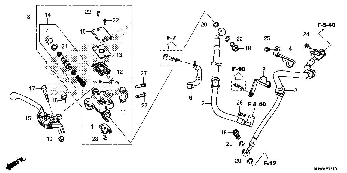 Diagrama de FRONT BRAKE MASTER CYLINDER CBR500RA