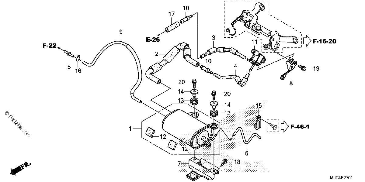 Diagrama de EVAP CANISTER CBR600RA