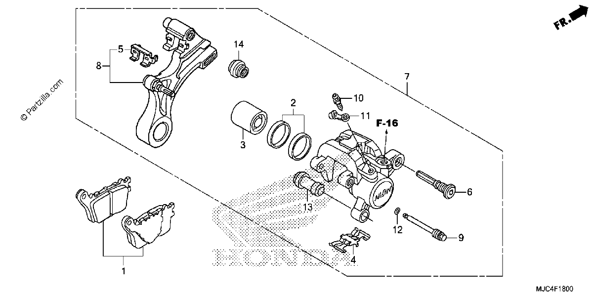 Diagrama de REAR BRAKE CALIPER CBR600RR