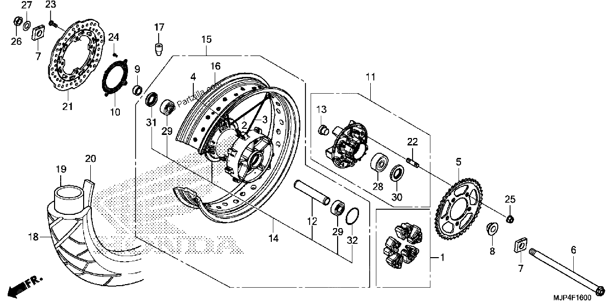 Diagrama de REAR WHEEL