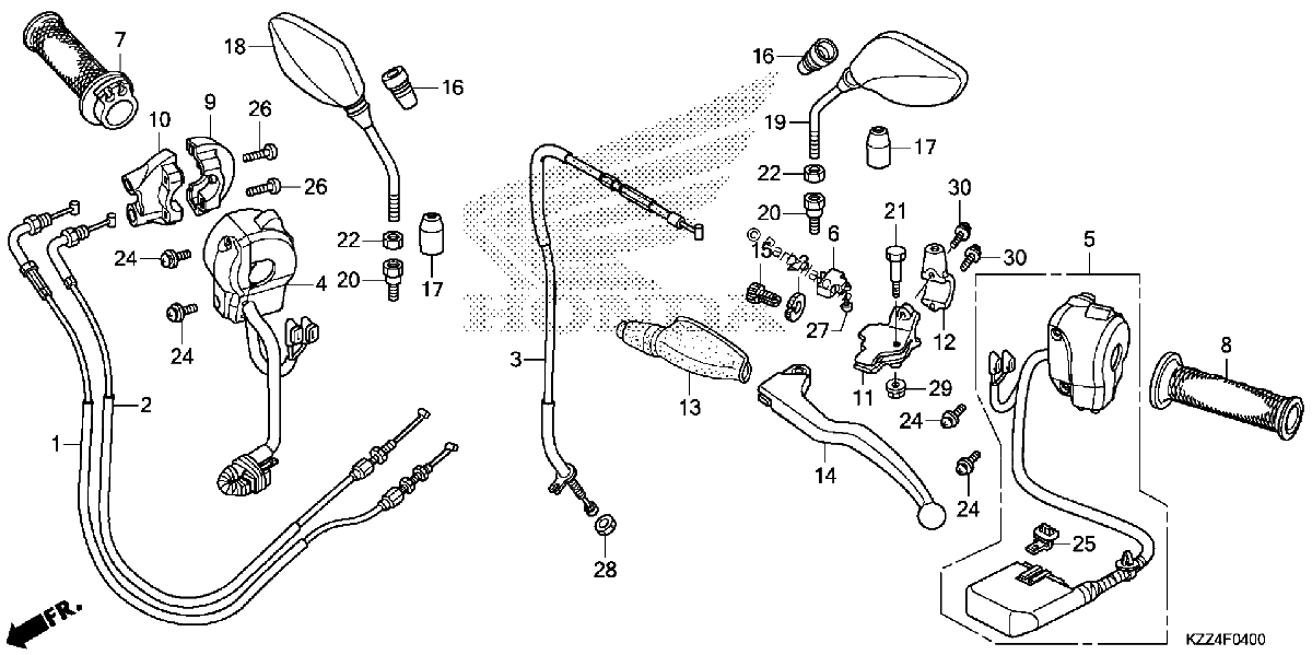 Diagrama de HANDLE LEVER SWITCH CABLE MIRROR
