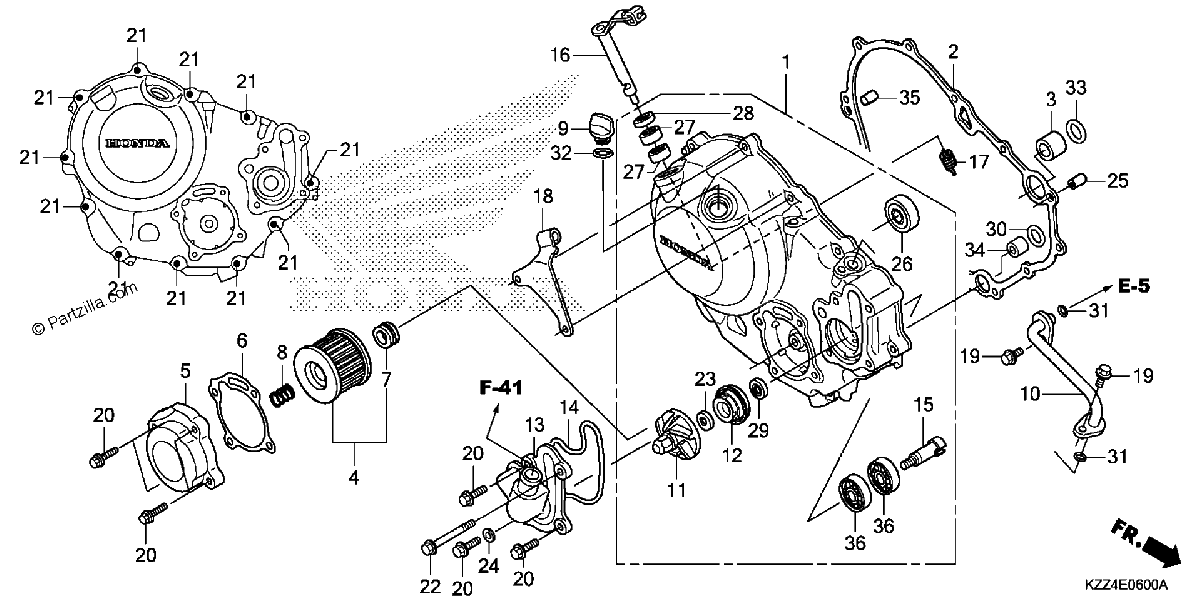Diagrama de RIGHT CRANKCASE COVER
