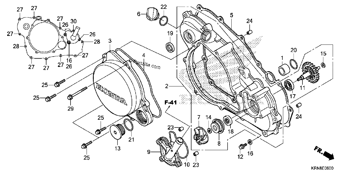 Diagrama de RIGHT CRANKCASE COVER WATER PUMP