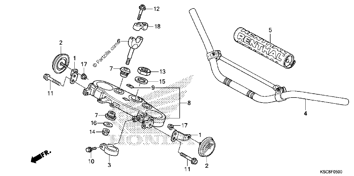 Diagrama de HANDLEBAR TOP BRIDGE