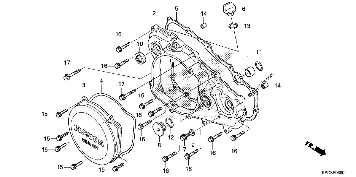 Diagrama de RIGHT CRANKCASE COVER