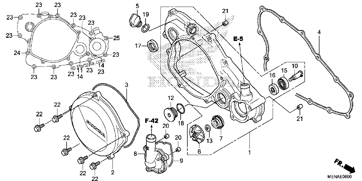 Diagrama de RIGHT CRANKCASE COVER WATER PUMP