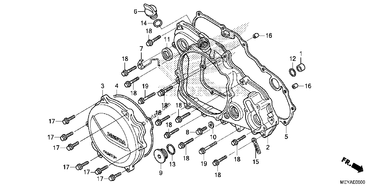 Diagrama de RIGHT CRANKCASE COVER