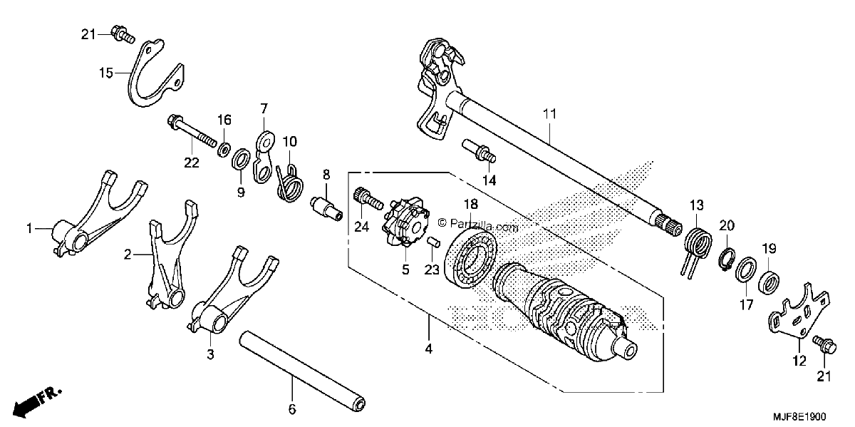 Diagrama de GEARSHIFT DRUM CTX700N NA
