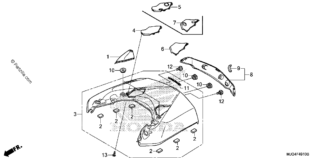 Diagrama de REAR CENTER TOP COVER