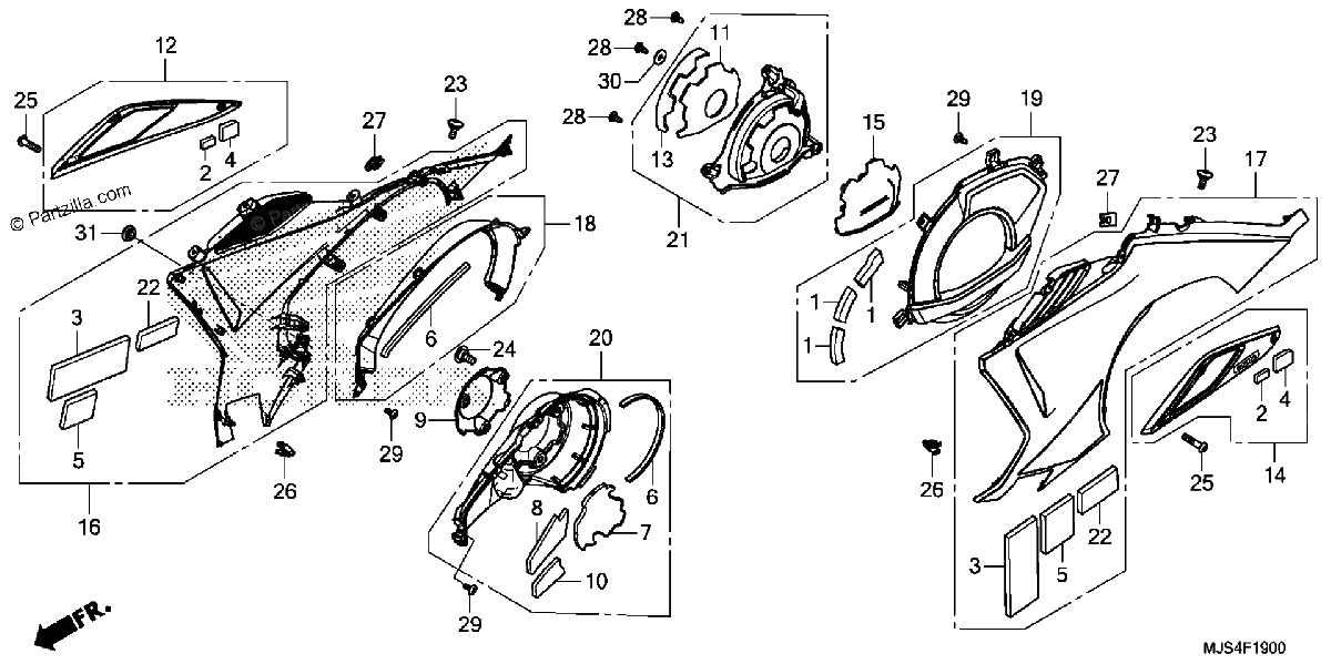 Diagrama de ENGINE COVER SIDE PANEL