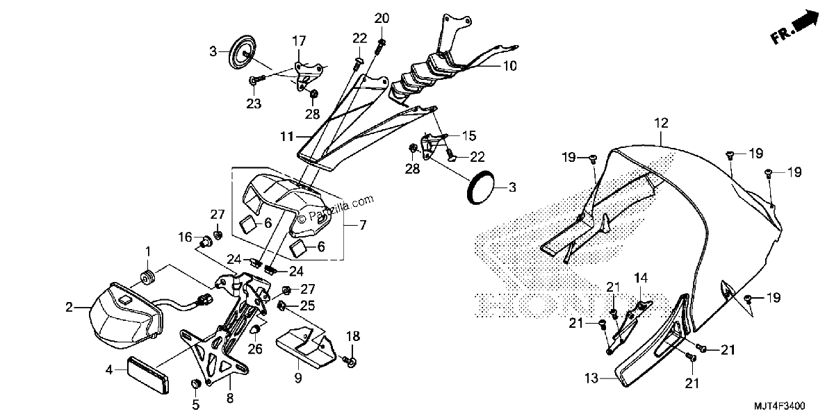 Diagrama de REAR FENDER LICENSE LIGHT