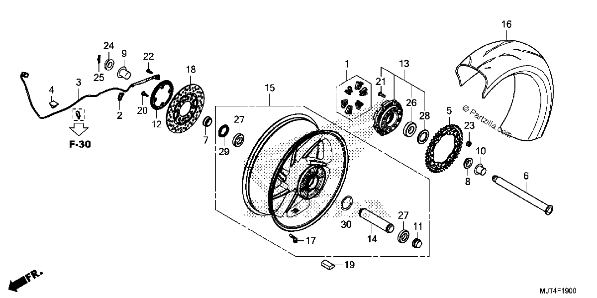 Diagrama de REAR WHEEL