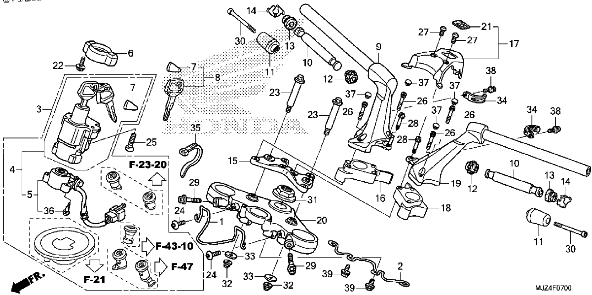 Diagrama de HANDLEBAR TOP BRIDGE