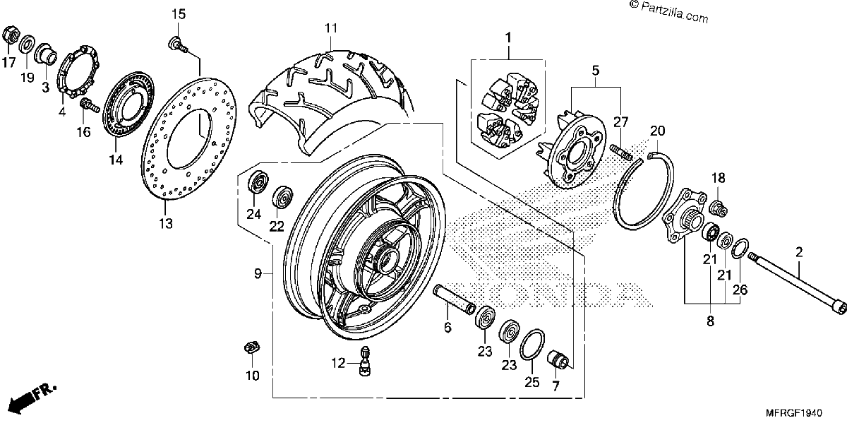 Diagrama de REAR WHEEL 1