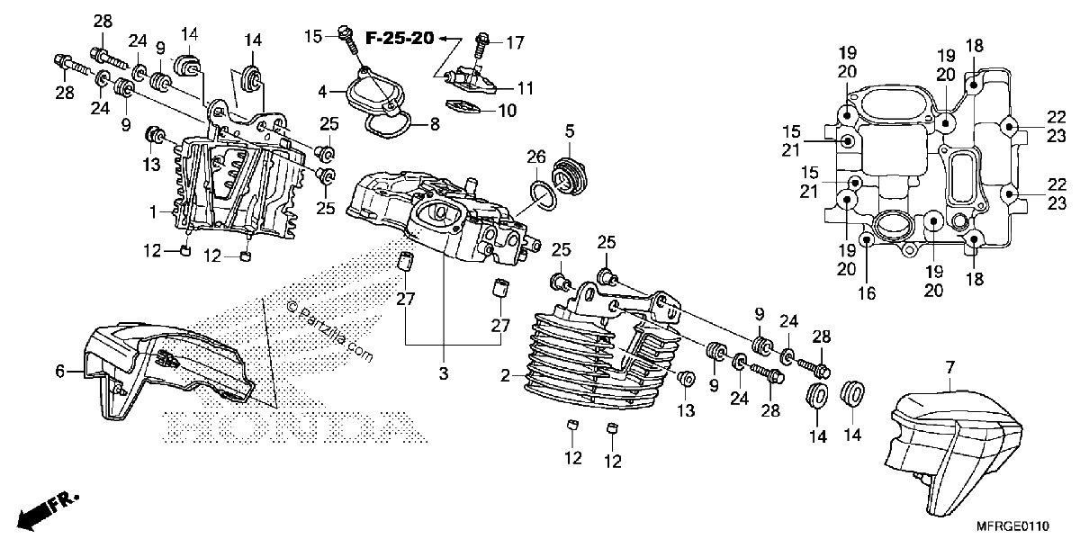Diagrama de REAR CYLINDER HEAD COVER