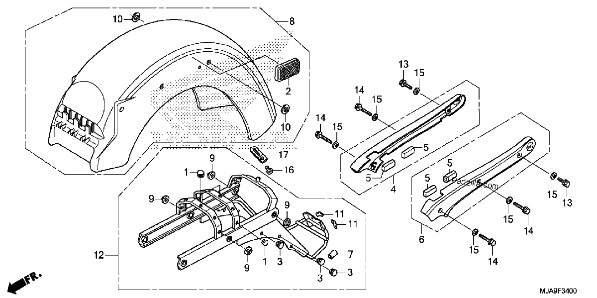 Diagrama de REAR FENDER VT750C CS