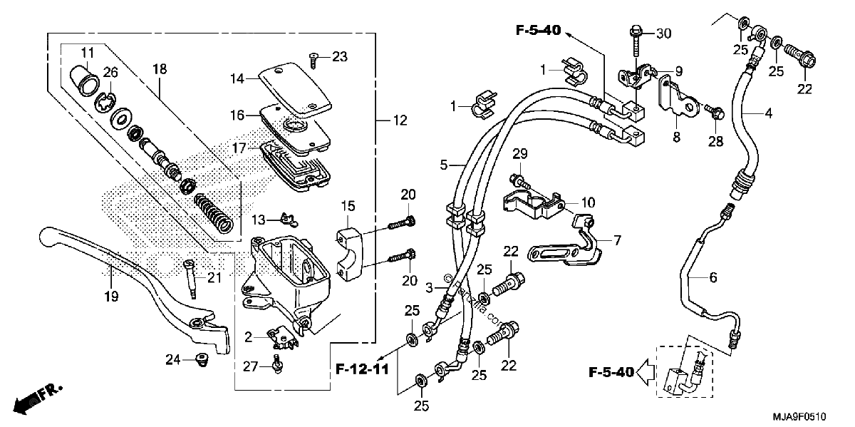 Diagrama de FRONT BRAKE MASTER CYLINDER VT750CS
