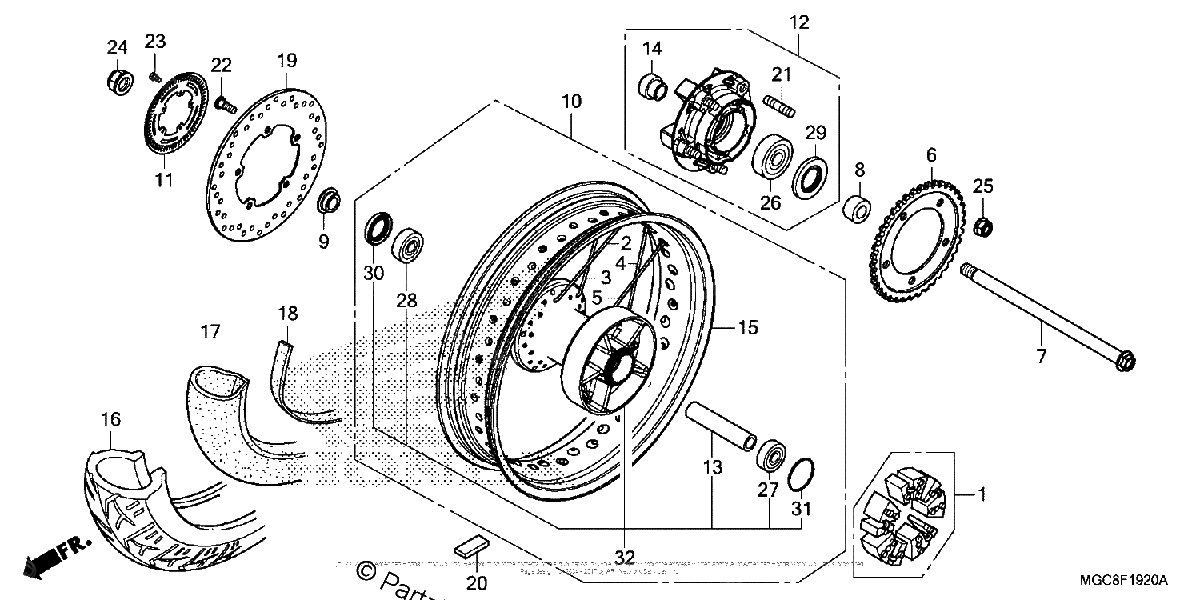 Diagrama de REAR WHEEL 1
