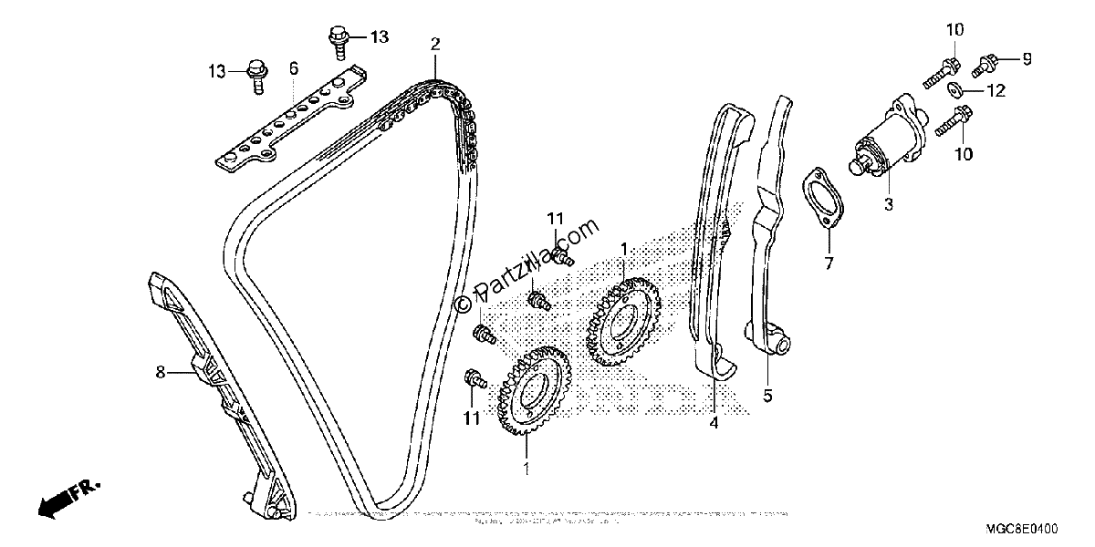 Diagrama de CAM CHAIN TENSIONER