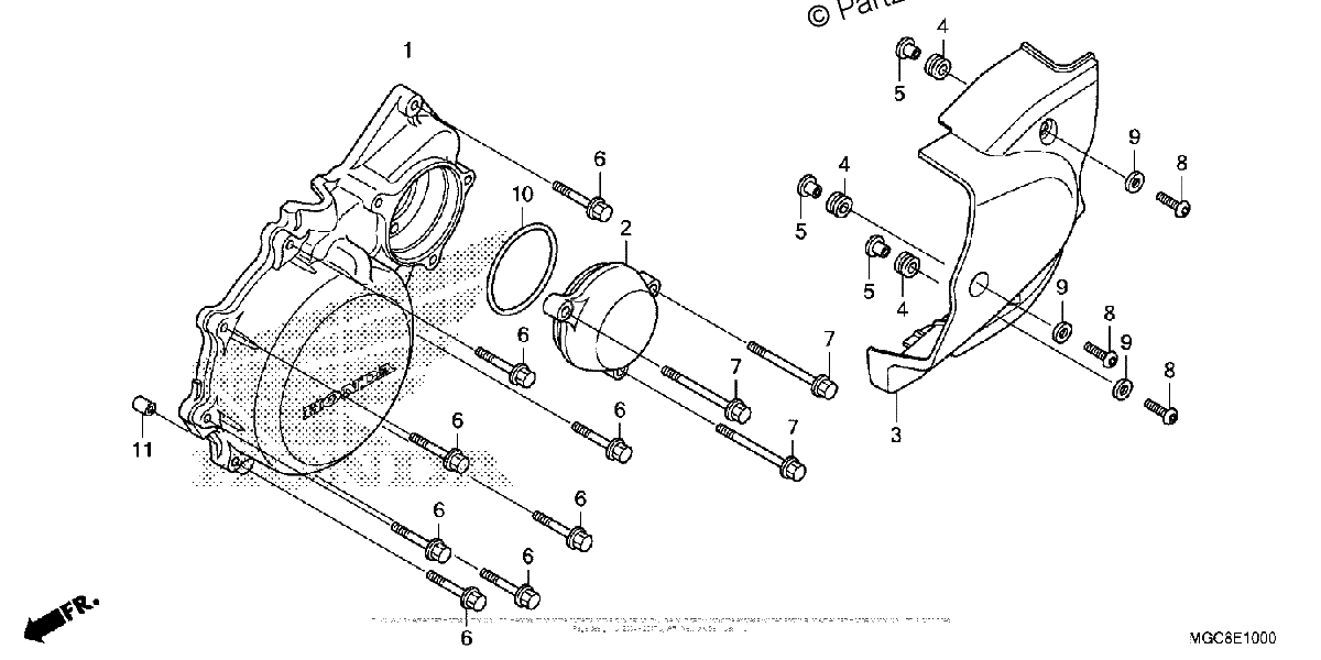 Diagrama de LEFT CRANKCASE COVER