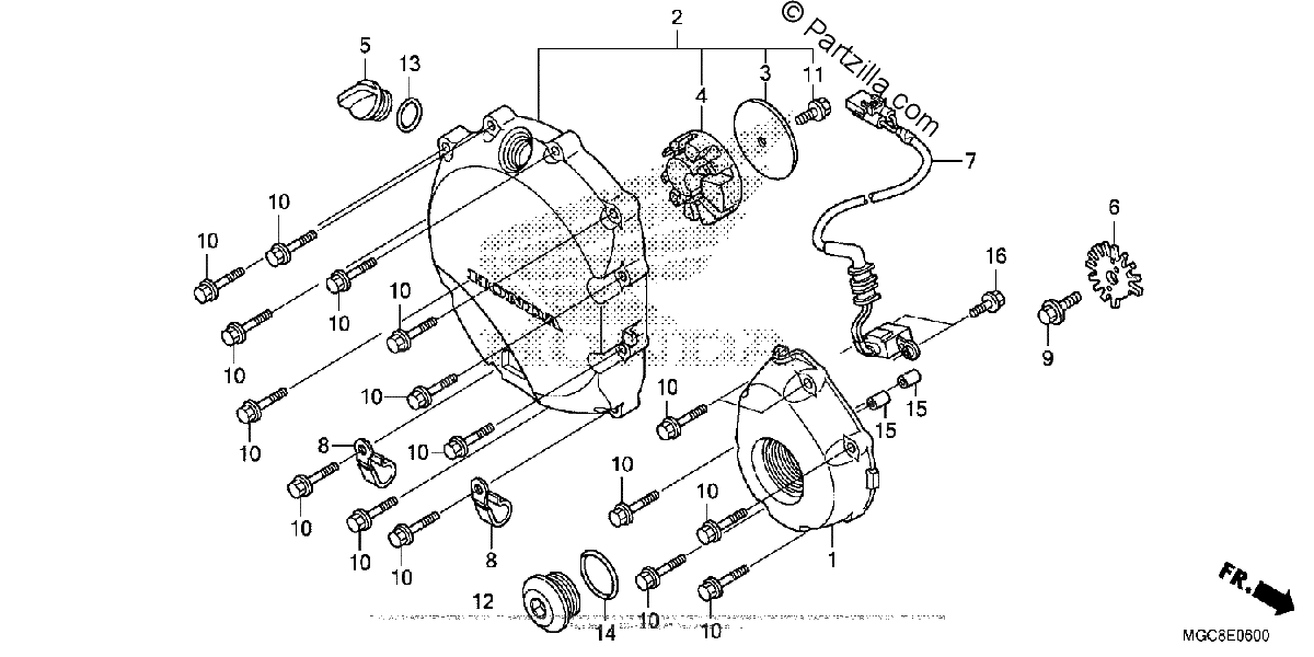 Diagrama de RIGHT CRANKCASE COVER