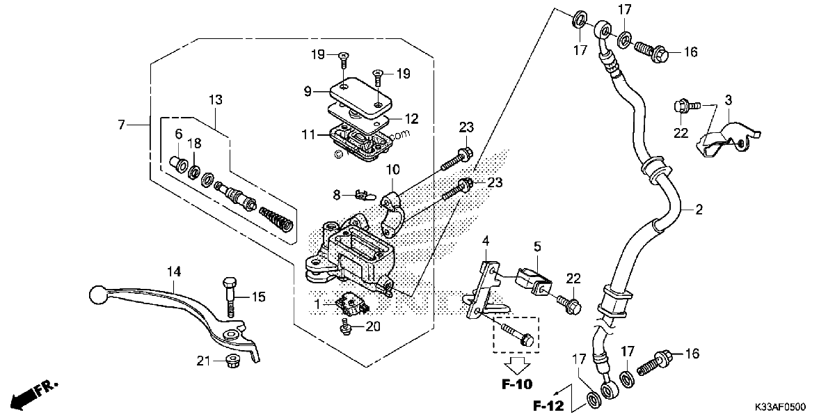 Diagrama de FRONT BRAKE MASTER CYLINDER STANDARD