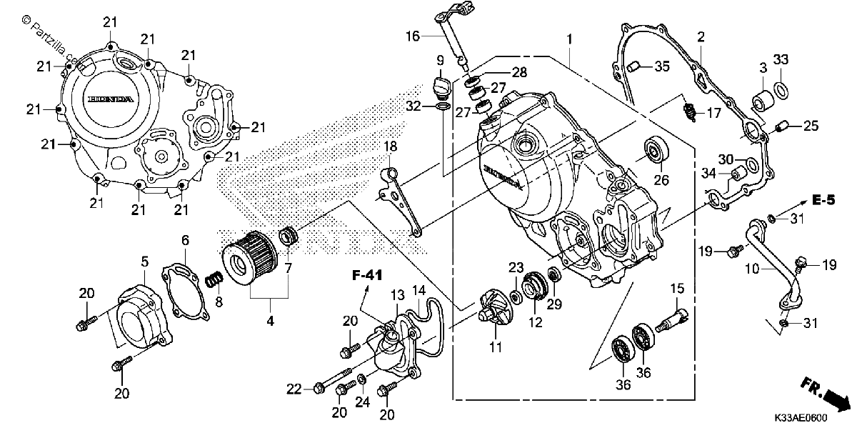Diagrama de RIGHT CRANKCASE COVER