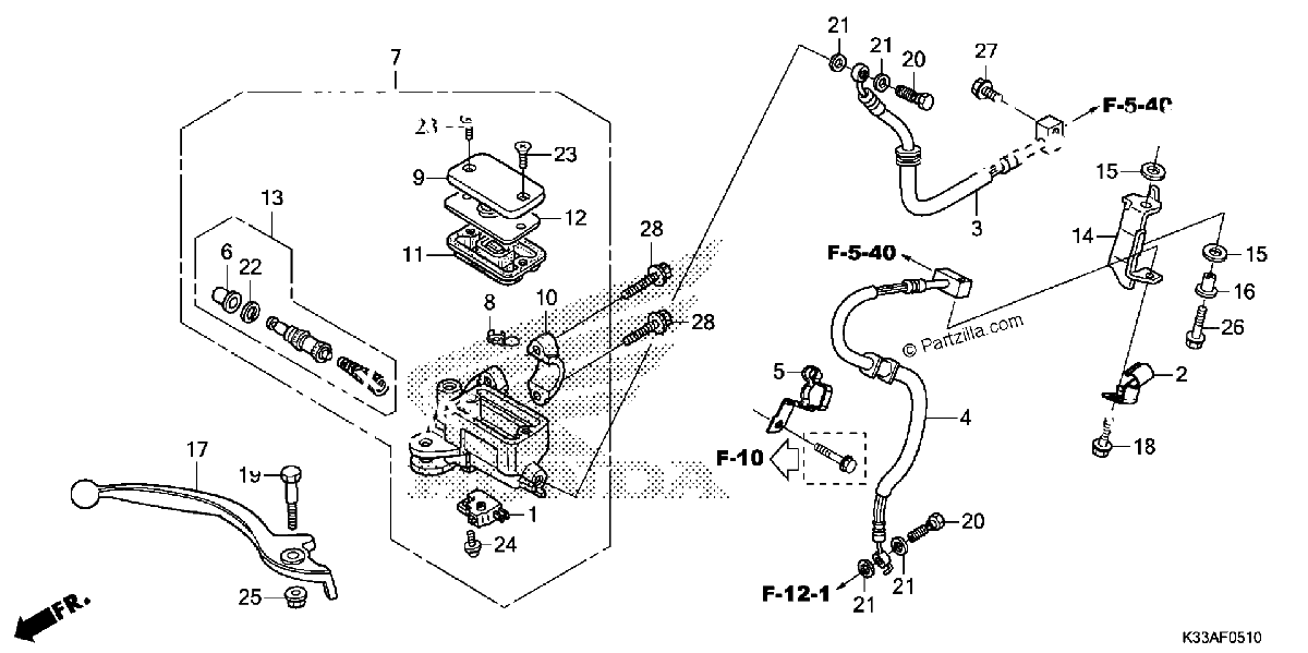 Diagrama de FRONT BRAKE MASTER CYLINDER ABS