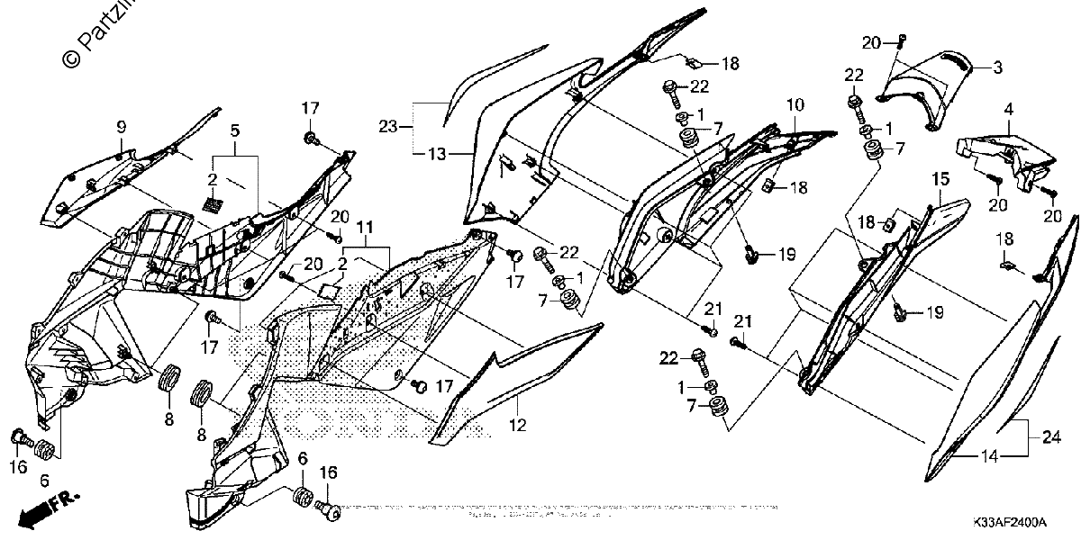 Diagrama de SIDE COVER REAR COWL