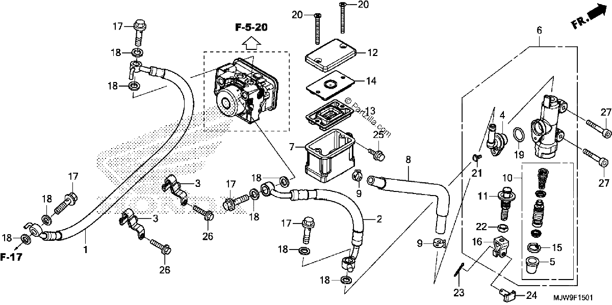 Diagrama de REAR BRAKE MASTER CYLINDER CB500FA