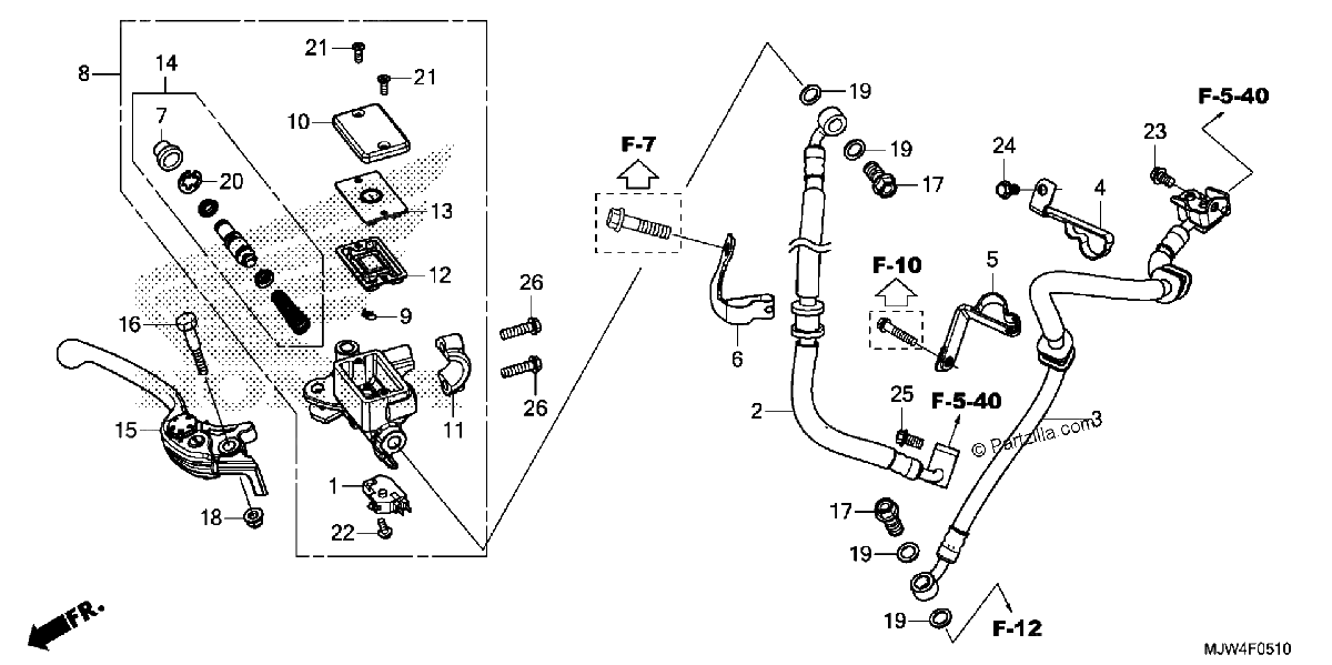 Diagrama de FRONT BRAKE MASTER CYLINDER 2
