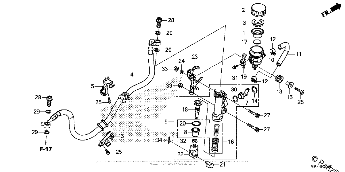 Diagrama de REAR BRAKE MASTER CYLINDER 1