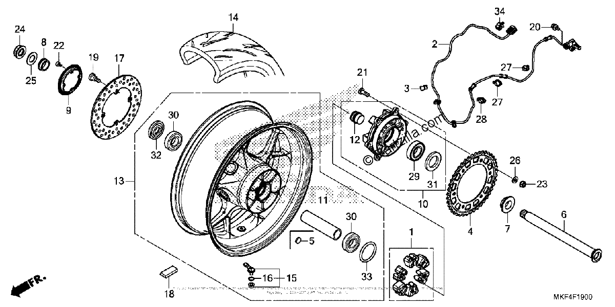 Diagrama de REAR WHEEL