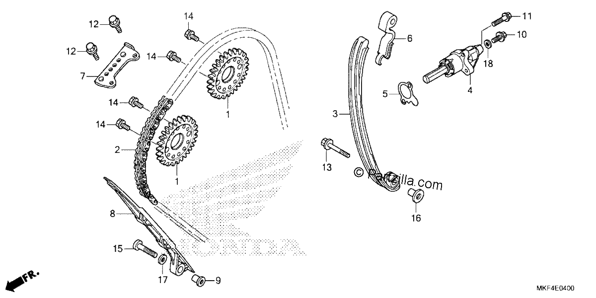 Diagrama de CAM CHAIN TENSIONER