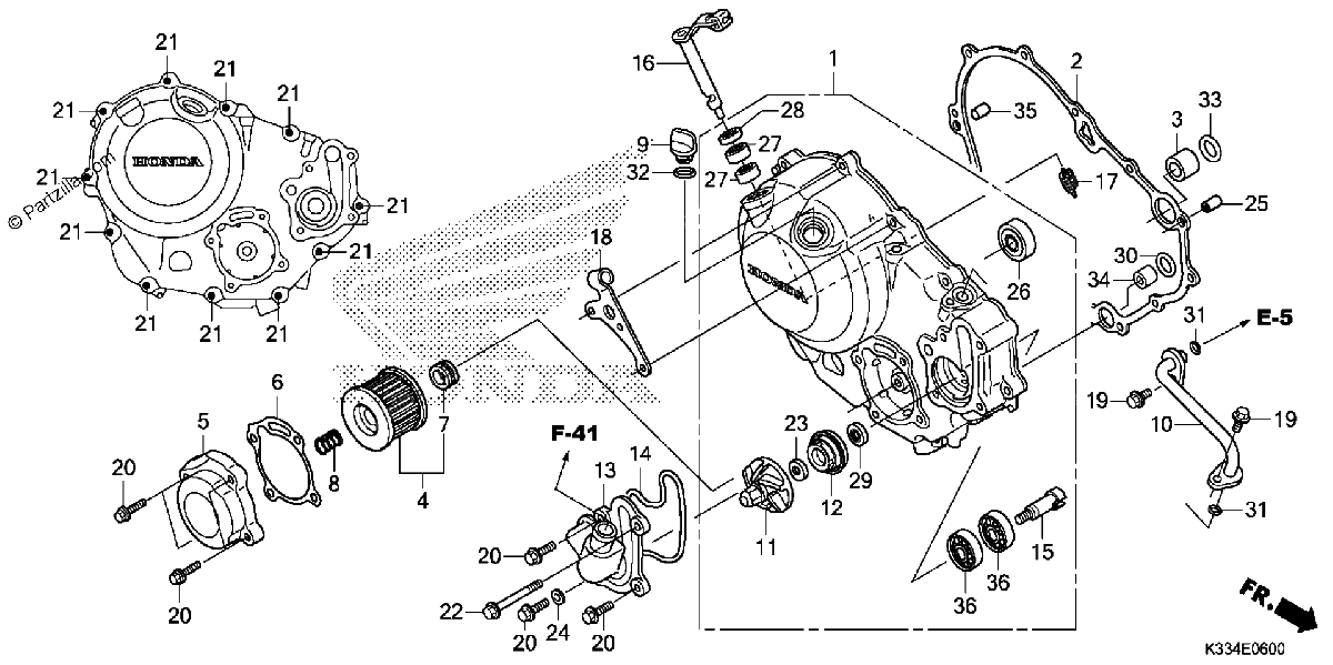 Diagrama de RIGHT CRANKCASE COVER