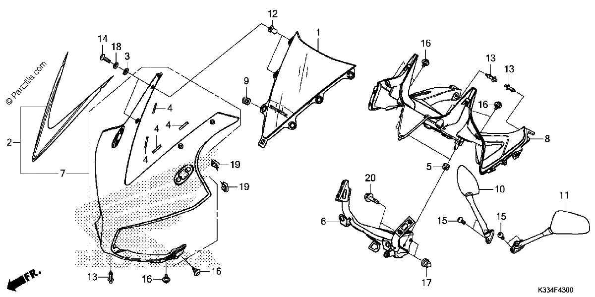 Diagrama de UPPER COWL