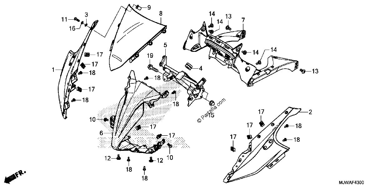 Diagrama de UPPER COWL