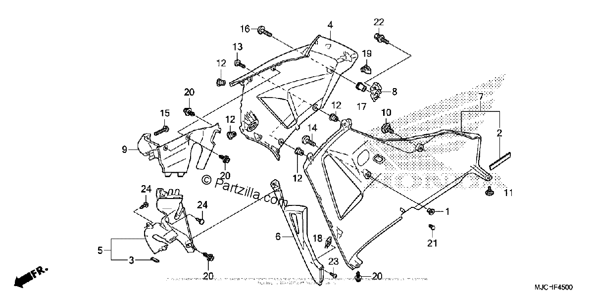 Diagrama de MIDDLE COWL LOWER COWL R