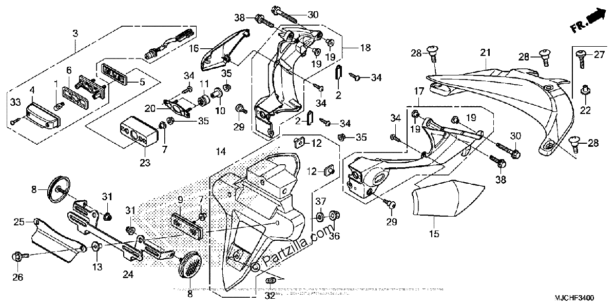Diagrama de REAR FENDER LICENSE LIGHT