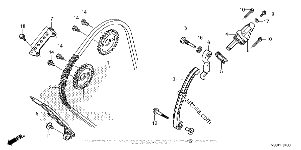 Diagrama de CAM CHAIN TENSIONER