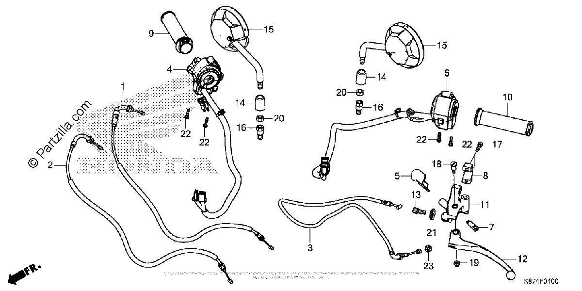 Diagrama de HANDLE LEVER SWITCH CABLE MIRROR