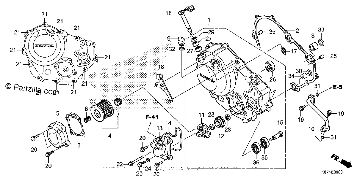 Diagrama de RIGHT CRANKCASE COVER